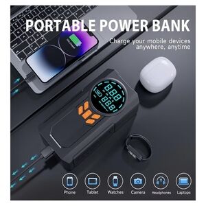 High-Capacity Black Power Bank with LED Display